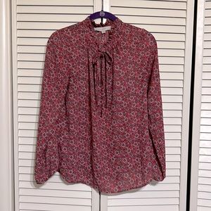 Long sleeve tie neck pink blouse size XS